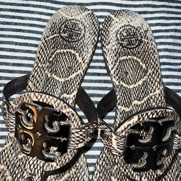 Tory Burch Miller 2 Black Python Snakeskin Leather Millers Miller Sandals 10.5 - Picture 3 of 5